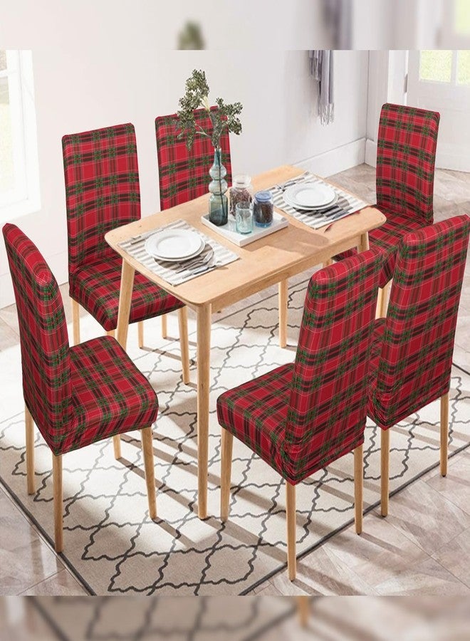bnhjsdw 4Pcs Christmas Plaid Chair Covers Set - Stretch Elastic Edge, Removable Red Chair Protectors, Suitable for Dining Room/Kitchen Chairs - Image 5